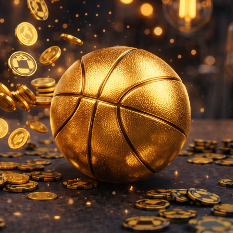 Spinozo Casino secure payments concept with golden basketball and casino coins